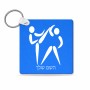 מחזיק מפתחות בצורת ריבוע בעיצוב אישי עם השם שלך בעיצוב לוחמים אולימפיים גודל המחזיק 5 × 5 ס"מ
