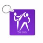 מחזיק מפתחות בצורת ריבוע בעיצוב אישי עם השם שלך בעיצוב לוחמים אולימפיים גודל המחזיק 5 × 5 ס"מ