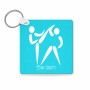מחזיק מפתחות בצורת ריבוע בעיצוב אישי עם השם שלך בעיצוב לוחמים אולימפיים גודל המחזיק 5 × 5 ס"מ