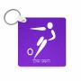 מחזיק מפתחות בצורת ריבוע בעיצוב אישי עם השם שלך בעיצוב כדורגל אולימפי גודל המחזיק 5 × 5 ס"מ