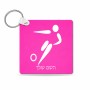 מחזיק מפתחות בצורת ריבוע בעיצוב אישי עם השם שלך בעיצוב כדורגל אולימפי גודל המחזיק 5 × 5 ס"מ