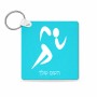 מחזיק מפתחות בצורת ריבוע בעיצוב אישי עם השם שלך בעיצוב רצים אולימפיים גודל המחזיק 5 × 5 ס"מ