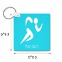 מחזיק מפתחות בצורת ריבוע בעיצוב אישי עם השם שלך בעיצוב רצים אולימפיים גודל המחזיק 5 × 5 ס"מ