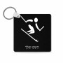 מחזיק מפתחות בצורת ריבוע בעיצוב אישי עם השם שלך בעיצוב סקי אולימפי גודל המחזיק 5 × 5 ס"מ