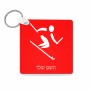 מחזיק מפתחות בצורת ריבוע בעיצוב אישי עם השם שלך בעיצוב סקי אולימפי גודל המחזיק 5 × 5 ס"מ