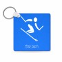 מחזיק מפתחות בצורת ריבוע בעיצוב אישי עם השם שלך בעיצוב סקי אולימפי גודל המחזיק 5 × 5 ס"מ