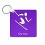 מחזיק מפתחות בצורת ריבוע בעיצוב אישי עם השם שלך בעיצוב סקי אולימפי גודל המחזיק 5 × 5 ס"מ
