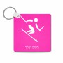 מחזיק מפתחות בצורת ריבוע בעיצוב אישי עם השם שלך בעיצוב סקי אולימפי גודל המחזיק 5 × 5 ס"מ