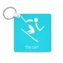 מחזיק מפתחות בצורת ריבוע בעיצוב אישי עם השם שלך בעיצוב סקי אולימפי גודל המחזיק 5 × 5 ס"מ