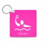 מחזיק מפתחות בצורת ריבוע בעיצוב אישי עם השם שלך בעיצוב כדור מים אולימפי גודל המחזיק 5 × 5 ס"מ