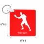 מחזיק מפתחות בצורת ריבוע בעיצוב אישי עם השם שלך בעיצוב שחקן פינג פונג גודל המחזיק 5 × 5 ס"מ