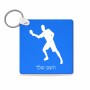 מחזיק מפתחות בצורת ריבוע בעיצוב אישי עם השם שלך בעיצוב שחקן פינג פונג גודל המחזיק 5 × 5 ס"מ