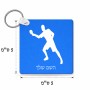 מחזיק מפתחות בצורת ריבוע בעיצוב אישי עם השם שלך בעיצוב שחקן פינג פונג גודל המחזיק 5 × 5 ס"מ