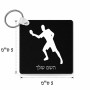 מחזיק מפתחות בצורת ריבוע בעיצוב אישי עם השם שלך בעיצוב שחקן פינג פונג גודל המחזיק 5 × 5 ס"מ
