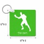 מחזיק מפתחות בצורת ריבוע בעיצוב אישי עם השם שלך בעיצוב שחקן פינג פונג גודל המחזיק 5 × 5 ס"מ