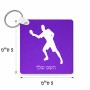 מחזיק מפתחות בצורת ריבוע בעיצוב אישי עם השם שלך בעיצוב שחקן פינג פונג גודל המחזיק 5 × 5 ס"מ