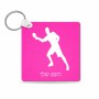 מחזיק מפתחות בצורת ריבוע בעיצוב אישי עם השם שלך בעיצוב שחקן פינג פונג גודל המחזיק 5 × 5 ס"מ