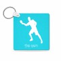 מחזיק מפתחות בצורת ריבוע בעיצוב אישי עם השם שלך בעיצוב שחקן פינג פונג גודל המחזיק 5 × 5 ס"מ