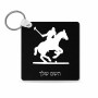 מחזיק מפתחות בצורת ריבוע בעיצוב אישי עם השם שלך בעיצוב שחקן פולו - סוס גודל המחזיק 5 × 5 ס"מ