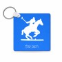 מחזיק מפתחות בצורת ריבוע בעיצוב אישי עם השם שלך בעיצוב שחקן פולו - סוס גודל המחזיק 5 × 5 ס"מ