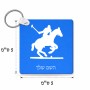 מחזיק מפתחות בצורת ריבוע בעיצוב אישי עם השם שלך בעיצוב שחקן פולו - סוס גודל המחזיק 5 × 5 ס"מ
