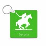 מחזיק מפתחות בצורת ריבוע בעיצוב אישי עם השם שלך בעיצוב שחקן פולו - סוס גודל המחזיק 5 × 5 ס"מ