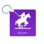 מחזיק מפתחות בצורת ריבוע בעיצוב אישי עם השם שלך בעיצוב שחקן פולו - סוס גודל המחזיק 5 × 5 ס"מ