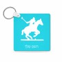 מחזיק מפתחות בצורת ריבוע בעיצוב אישי עם השם שלך בעיצוב שחקן פולו - סוס גודל המחזיק 5 × 5 ס"מ