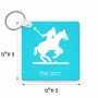 מחזיק מפתחות בצורת ריבוע בעיצוב אישי עם השם שלך בעיצוב שחקן פולו - סוס גודל המחזיק 5 × 5 ס"מ
