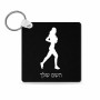 מחזיק מפתחות בצורת ריבוע בעיצוב אישי עם השם שלך בעיצוב רץ רץ אישה גודל המחזיק 5 × 5 ס"מ