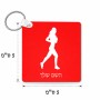 מחזיק מפתחות בצורת ריבוע בעיצוב אישי עם השם שלך בעיצוב רץ רץ אישה גודל המחזיק 5 × 5 ס"מ