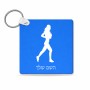 מחזיק מפתחות בצורת ריבוע בעיצוב אישי עם השם שלך בעיצוב רץ רץ אישה גודל המחזיק 5 × 5 ס"מ