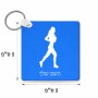 מחזיק מפתחות בצורת ריבוע בעיצוב אישי עם השם שלך בעיצוב רץ רץ אישה גודל המחזיק 5 × 5 ס"מ