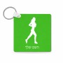 מחזיק מפתחות בצורת ריבוע בעיצוב אישי עם השם שלך בעיצוב רץ רץ אישה גודל המחזיק 5 × 5 ס"מ