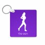 מחזיק מפתחות בצורת ריבוע בעיצוב אישי עם השם שלך בעיצוב רץ רץ אישה גודל המחזיק 5 × 5 ס"מ