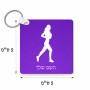 מחזיק מפתחות בצורת ריבוע בעיצוב אישי עם השם שלך בעיצוב רץ רץ אישה גודל המחזיק 5 × 5 ס"מ