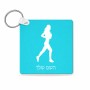 מחזיק מפתחות בצורת ריבוע בעיצוב אישי עם השם שלך בעיצוב רץ רץ אישה גודל המחזיק 5 × 5 ס"מ