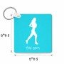 מחזיק מפתחות בצורת ריבוע בעיצוב אישי עם השם שלך בעיצוב רץ רץ אישה גודל המחזיק 5 × 5 ס"מ