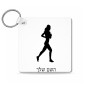 מחזיק מפתחות בצורת ריבוע בעיצוב אישי עם השם שלך בעיצוב רץ רץ אישה גודל המחזיק 5 × 5 ס"מ