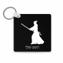 מחזיק מפתחות בצורת ריבוע בעיצוב אישי עם השם שלך בעיצוב סמוראי גודל המחזיק 5 × 5 ס"מ