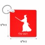 מחזיק מפתחות בצורת ריבוע בעיצוב אישי עם השם שלך בעיצוב סמוראי גודל המחזיק 5 × 5 ס"מ