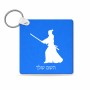 מחזיק מפתחות בצורת ריבוע בעיצוב אישי עם השם שלך בעיצוב סמוראי גודל המחזיק 5 × 5 ס"מ