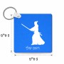 מחזיק מפתחות בצורת ריבוע בעיצוב אישי עם השם שלך בעיצוב סמוראי גודל המחזיק 5 × 5 ס"מ