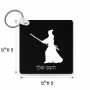 מחזיק מפתחות בצורת ריבוע בעיצוב אישי עם השם שלך בעיצוב סמוראי גודל המחזיק 5 × 5 ס"מ