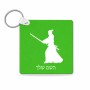 מחזיק מפתחות בצורת ריבוע בעיצוב אישי עם השם שלך בעיצוב סמוראי גודל המחזיק 5 × 5 ס"מ