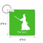 מחזיק מפתחות בצורת ריבוע בעיצוב אישי עם השם שלך בעיצוב סמוראי גודל המחזיק 5 × 5 ס"מ