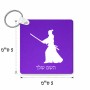 מחזיק מפתחות בצורת ריבוע בעיצוב אישי עם השם שלך בעיצוב סמוראי גודל המחזיק 5 × 5 ס"מ