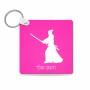 מחזיק מפתחות בצורת ריבוע בעיצוב אישי עם השם שלך בעיצוב סמוראי גודל המחזיק 5 × 5 ס"מ