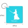 מחזיק מפתחות בצורת ריבוע בעיצוב אישי עם השם שלך בעיצוב סמוראי גודל המחזיק 5 × 5 ס"מ