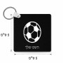 מחזיק מפתחות בצורת ריבוע בעיצוב אישי עם השם שלך בעיצוב כדורגל כדור כדורגל גודל המחזיק 5 × 5 ס"מ